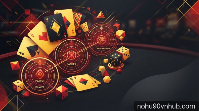 Minh họa 桌面游戏规则、筹码与概率元素 cho chủ đề quy tắc rút lá thứ ba baccarat